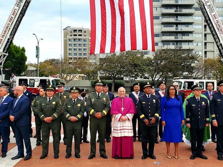 Sheriff Paul Miyamoto and staff attended the Faith & Blue's First Responders Mass at the Cathedral of St. Mary of Assumption plaza.