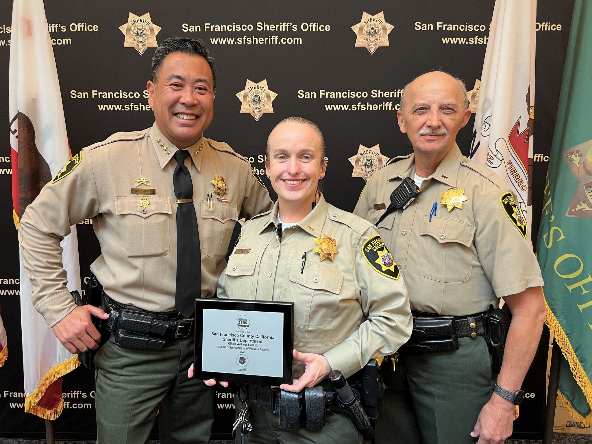 SFSO was named a finalist for the 2022 Officer Wellness Award by the National Law Enforcement Officers Memorial Fund. Sheriff Paul Miyamoto implemented resources for staff that focus on wellness and physical health. 